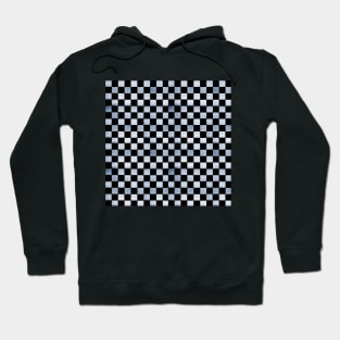 Black and Blue Checkered Wood Pattern Hoodie